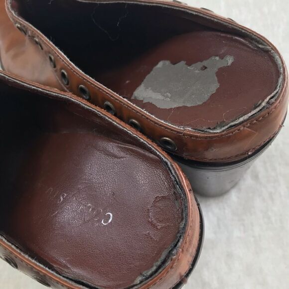 Colin Stuart Brown Pointed Toe Heeled Mule Slip On Shoes with Grommet detailing - Picture 12 of 12